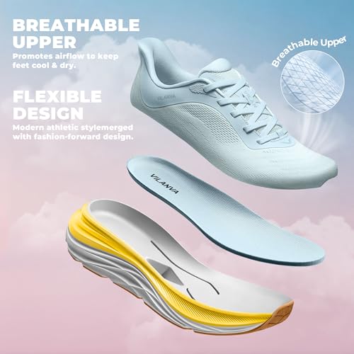 Image of Vilanva Women's Comfortable Walking Shoes Cushion Running Tennis Shoes Non-Slip Workout Gym Athletic Breathable Trendy Fashion Sneakers
