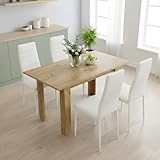 Tavolo da pranzo con 4 sedie a risparmio di posto: questo set tavolo e 4 sedie è perfetto per cucine o appartamenti compatti. Il tavolo da pranzo allungabile va da 90 a 125 cm, offrendo uno spazio modulabile per 2-4 persone, ideale per pasti quotidiani o cene amichevoli, ottimizzando il tuo spazio