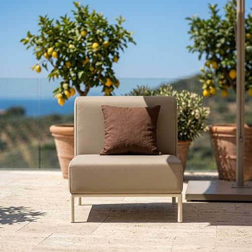 Oviala Sessel für Wohnzimmer, für Garten, modular, aus Stoff, Beige- Terrasse-3