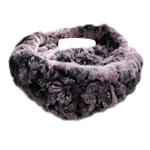 surell Rex Rabbit Long Chain Neck Loop Scarf - Wedding Wraps and Shawls for Women - Bridal Fur Stole (Pink Frost)