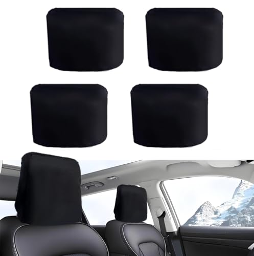 nsgglecher 4Pcs Satin Car Headrest Cover, Adjustable and Reusable Car Seat Head Rest Cover,Headrest Cover for Hair Protection,Car Seat Head Protector,Universal for Most Cars