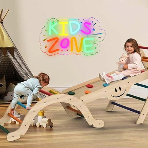 Image of Kids Zone Neon Sign for Wall Decor, Dimmable USB Powered Colourful Neon Light Sign for Bedroom Living Room Kids Room Classroom Party Decor