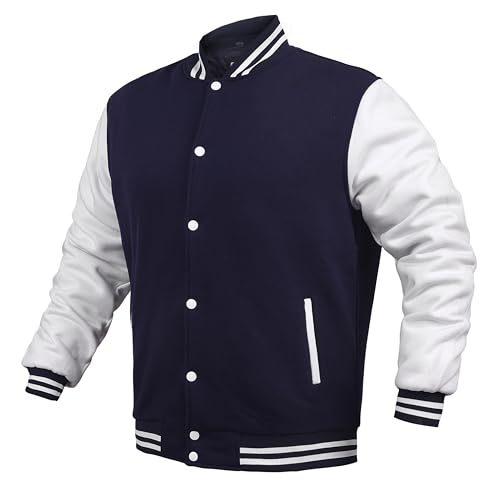 Men's Fashion Varsity Jacket Casual Regular Fit Letterman Baseball Bomber Jackets Fleece