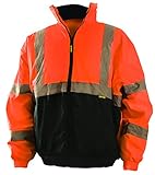OccuNomix LUX-250-JB-BOM Black Bottom Bomber Jacket, Class 3, 100% ANSI Polyester, Medium, Orange