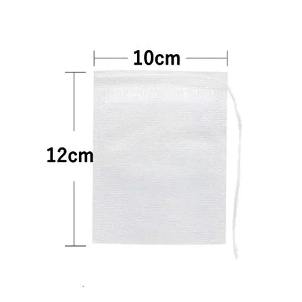 50-200 bolsas de filtro de té desechables de tela no tejida con cordón, papel de filtro de cocina para café, hierbas, té suelto (10 x 12 cm, 200 unidades)