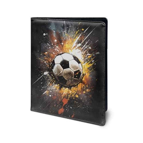 COEQINE Art 3D Soccer Leather Padfolio with A4 Writing Pad