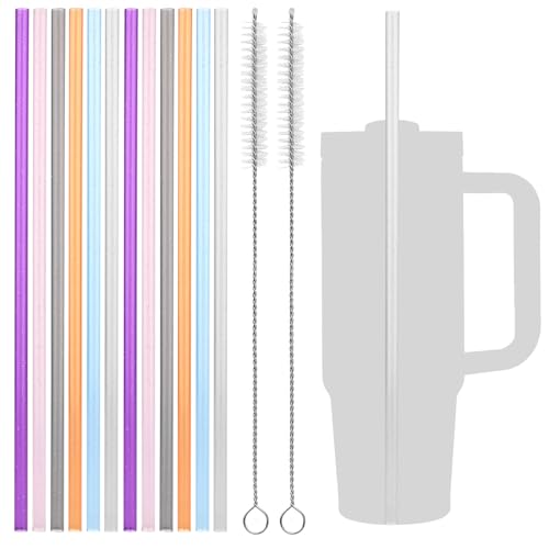 12 Teilige Glitzer Strohhalme Plastik 30 Cm Lange Bunter Strohhalme Wiederverwendbar Trinkhalme Plastik Mit Strohhalm-Reinigungsbürste Ohne BPA Für Glas Tasse