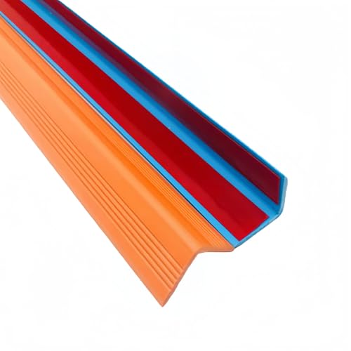 階段エッジプロテクター L字型 滑り止めトラクション踏み板 自己接着 段鼻エッジトリム ゴム製 耐久性 3.5CM×3.5CM (10m/393.7",オレンジ)