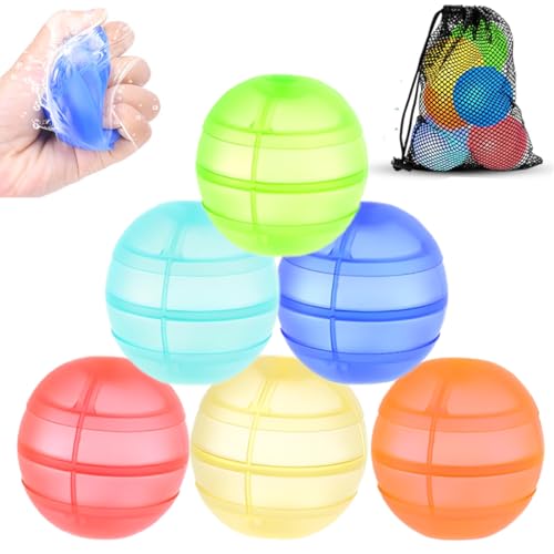 NOPKESV 6 pezzi Palloncini d'acqua Riutilizzabili Autochiudenti Giochi d'acqua per Bambini Piscina Bambini Bombe d'acqua in Silicone Giochi all'aperto Feste Estive Gavettoni Riutilizzabili