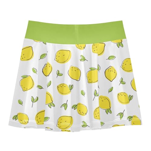 Girls Skorts High Waist Athletic Skirts with Shorts Lemon Stretchy Teens Performance Tennis3