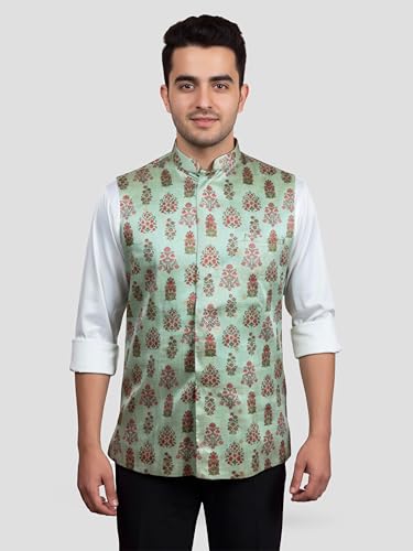 Image of VASTRAMAY Men's Silk Blend Nehru Jacket | Festive Ethnic Attire for Wedding, Party & Ramzan | Traditional Outfit - Eid Special