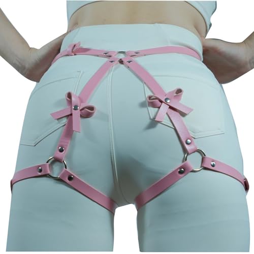 Image of Punk Leather Thigh Harness & Garter Belt for Women - Body Harness Lingerie, Waist Leg Garter for Halloween, Party, Nightclub