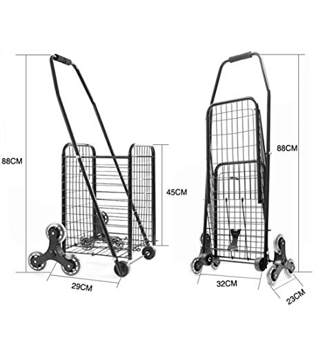 QIANGDA-Handwagen Einkaufstrolley Einkaufswagen Treppensteiger Die Gealterten Supermarkt-Einkaufswagen Korb Metallrahmen… – Bild 3