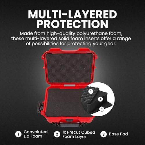 Image of NANUK 904 Hard Case with Foam - IP67 Waterproof Protective Case for Camera, Drone & Gear - Impact-Resistant & Dustproof - Perfect for Travel 10.2 inch x 7.9 inch x 4.5 inch - Red
