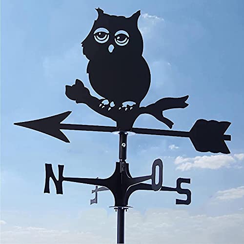 Girouette hibou en métal indicateur de direction du vent pour toit et jardin
