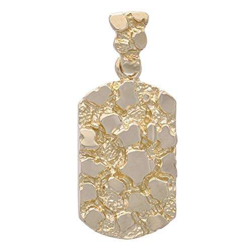 14k Yellow White or Rose Gold Dog Tag Nugget Charm Pendant