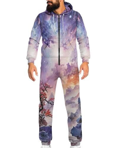 URVIP Unisex Family Sleepwear 3D Printed Hooded Pajamas Jumpsuit Adult