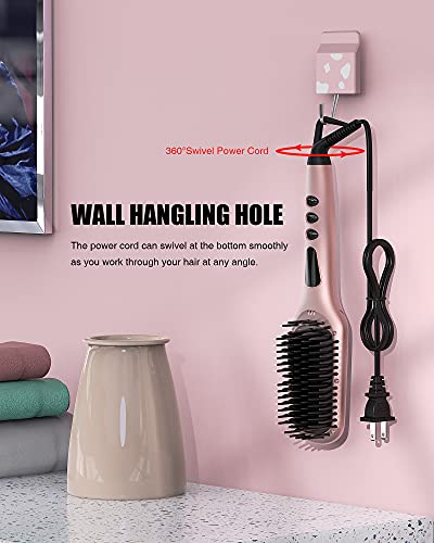 Ionic Hair Straightener Brush with Adjustable Temperature and Anti-Scald Technology - Ideal for All Hair Types