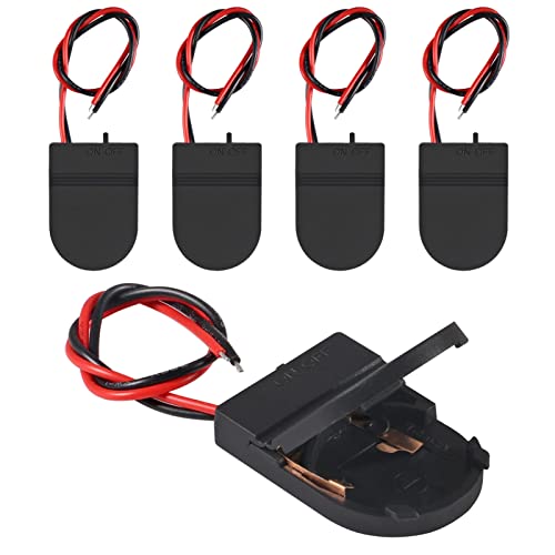 Alinan 5pcs Button Battery Holder Coin Cell Battery Holder with Switch CR2032 1 X 3V Battery Holder...