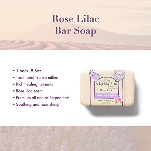A La Maison Rose Lilac Bar Soap - Triple French Milled Natural Moisturizing Hand Soap Bar (1 Bar Of Soap, 8.8 Oz) #TOP1