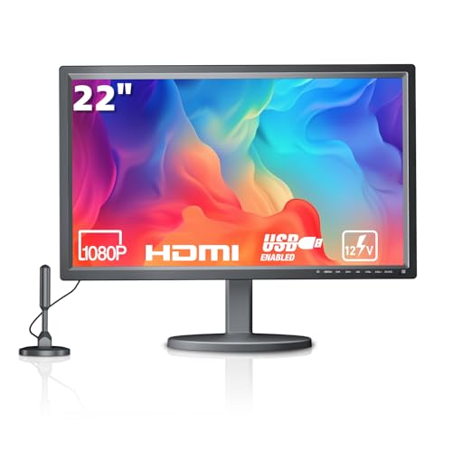 Desobry 22 Inch 1080P Small TV with DVB-T2 and Antenna, MINI TV Support HDMI USB AV Inputs, 12V TV for Kitchen, Home, and Motorhomes, Used as Computer or Monitor Screen Desobry 22 Inch 1080P Small TV with DVB-T2 and Antenna, MINI TV Support HDMI USB AV Inputs, 12V TV for Kitchen, Home, and Motorhomes, Used as Computer or Monitor Screen