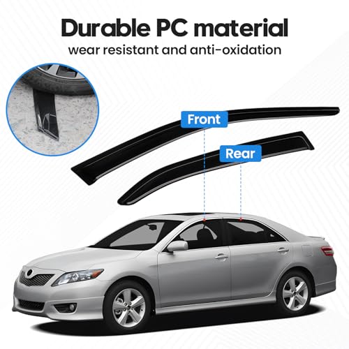 Image of Camry Rain Guards - Window Visors for Toyota Camry 2007-2011 LE CE SE XLE Hybrid, Out-Channel Side Window Rain Guards for Camry Accessories, 4PCS, Black, Car Accessories