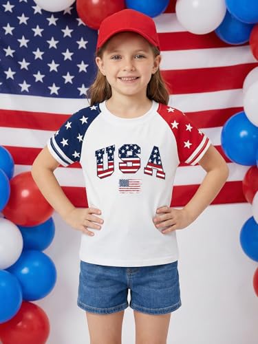 Image of YHHR Boys Girls USA Shirt 250 Anniversary Shirt for Girl 4th of July Shirts Toddler American Flag Patriotic Tee 5-12 Years