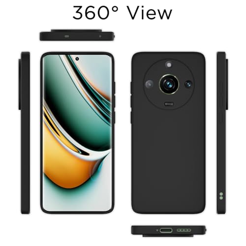 Image of Outlouders Back Cover for Realme 11 Pro / 11 Pro Plus 5G / Narzo 60 Pro 5G | Camera Protection | Durable Soft Matte Silicone Bumper Case (Black)