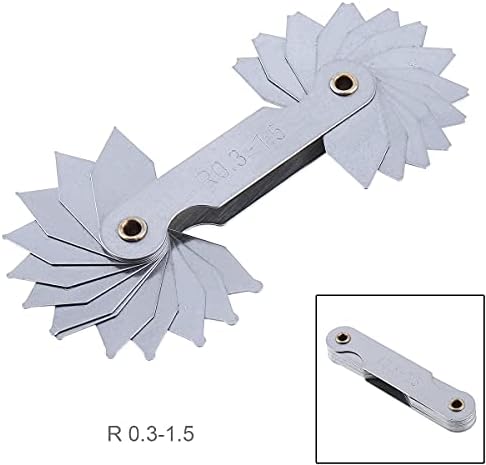 OriGlam R0.3-1.5 Radius Gauge Set, Stainless Steel Metric Radius Gauge Fillet Gage, Portable Concave Convex Measuring Tool for Tool and Die Makers Check