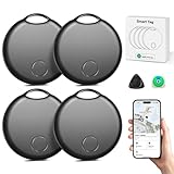 Smart Air Tracker Tag, Buscador de Objetos Bluetooth Funciona con Buscar Apple (Sólo iOS), Localizador GPS para Llaves, Cartera, Equipaje, Mochila, Batería Reemplazable, IP67 Impermeable,4 Pack, Negro