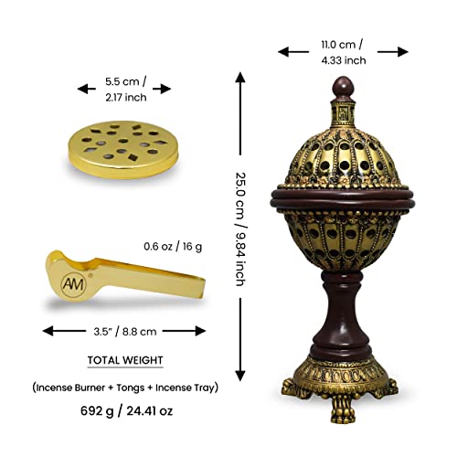 Am Luxury Globe Incense Burner - Bakhoor Insence Holder | Insencents Resin Burners | Frankincense Charcoal Burner | Mabkhara | For Office & Home Decor (Bronze) #TOP1