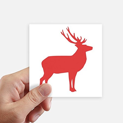 Sticker carré cerfs en bois rouge grain 10cm décoration murale et bagage