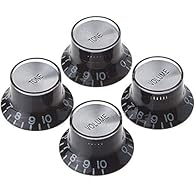 Gibson Top Hat Knobs 4 Pack Black with Silver Insert PRMK 010 Black/Silver HAT Black,Silver