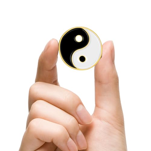 Image of 10 /20 /50 /100Pcs Round Yin Yang Black and White YinYang Symbol Enamel Lapel Pin Bulk