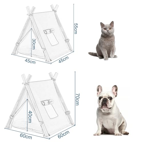 EUGAD Tipi Zelt für Katzen Hunde, Hundezelt Katzenzelt, Tipi Zelt für Haustiere mit Kissen, Hundehütte Indoor, Hundezelt Katzenzelt Abnehmbar und Waschbar, Katzenhaus Haustierhäuser 45x45x55cm
