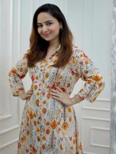 Image of GRECIILOOKS Co ord set for women stylish | Anarkali Kurta-Set - Viscose Printed Kurta & Straight Pant | kurtis| Festive Indian Traditional Outfit Dress for Functions & Puja | Trendy Travel & Streetwear Look for Woman | 3 /4 Half Sleeve
