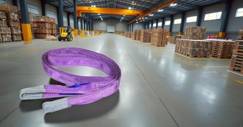 Image of MALA Group of India Industrial Lifting Sling 1 Ton Capacity, 3 Meter Length, 1-Ply Flat Polyester Webbing Sling, Purple | Heavy Duty Lifting Belt for Material Handling, Warehousing & Construction