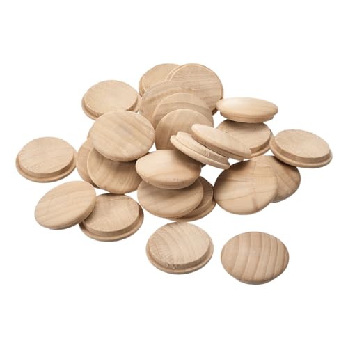 Image of uxcell Wood Plugs, 25Pcs 35 x 30 mm - Beech Wood Button Top Plugs, Screw Hole Covers, Decorative Wooden Cover for Stair Chair Craft Furniture Woodworking