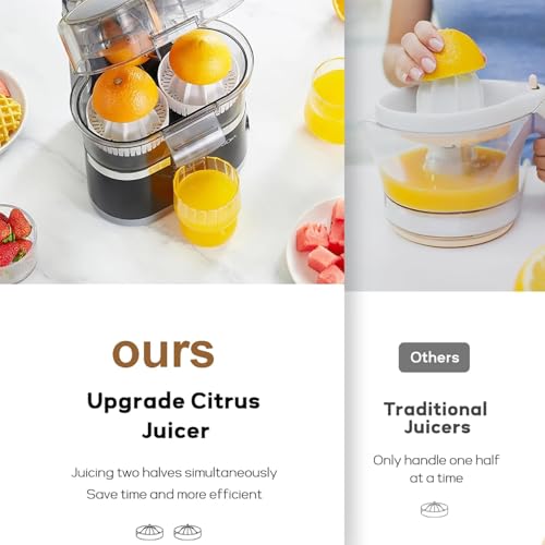Extracteur de fruits à l'échaud double, 100W d'extraction de fruits électriques de 500 ml, moteur 18000 tr/min, pièces de sécurité pour lave-vaisselle pour la fabrication de jus de citron orange frais