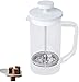 XiangWen Set Schiuma Latte Caffettiera Manuale, Vetro Borosilicato, Filtro in Acciaio Inox 350ml, Graduato, Trasparente