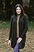 SAOL 100% Merino Wool Ladies Irish Classic Fit Long Cardigan with Hood (Army Green, Medium)