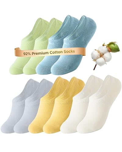 Vitego Sommerleicht & kühl Füßlinge Sneaker Socken Damen 39-42 | Komfortabel Atmungsaktive Füsslinge Damen | 92% Langstapelbaumwoll | Unsichtbare Kurze Socken Weiß Blau Gelb Grün Grau