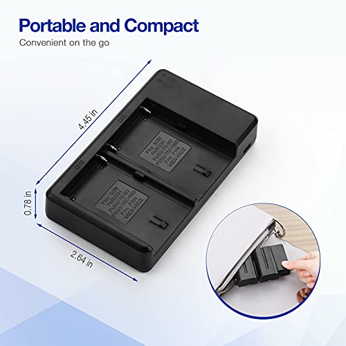 Powerextra 2Pack Replacement Sony Np-F550 Battery And Dual Usb Charger Compatible With Sony Np F970,F930, F750, F570, F550 F530, F330, Ccd-Sc55, Tr910, Tr917, Cn160, Cn-216 Battery Led Light And More #TOP4