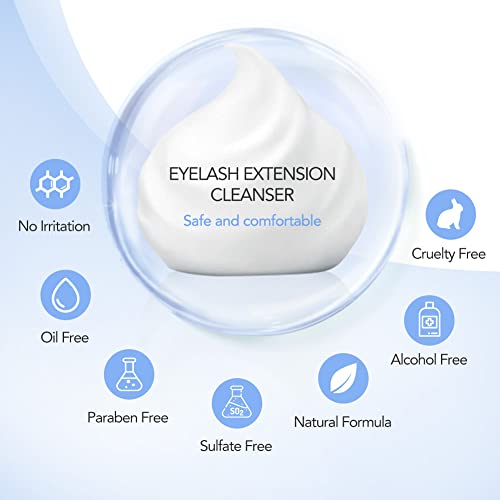 Eyelash Extension Cleanser Lash Shampoo For Lash Extensions, Foam Lash Cleanser For Makeup Remover Eyelash Care, Paraben & Sulfate Free Lash Extension Cleanser For Salon And Home Use (Original 400Ml) #TOP3