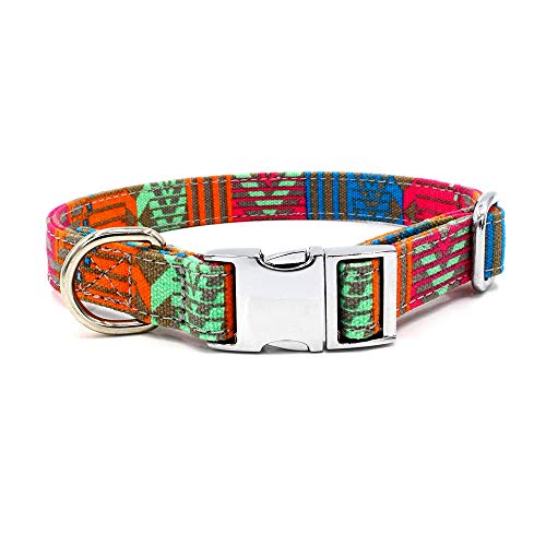 Mcdobexy Collier pour chien doux et confortable avec imprimé floral bohème avec boucle à dégagement rapide (bandes horizontales blanches, taille M) Cover