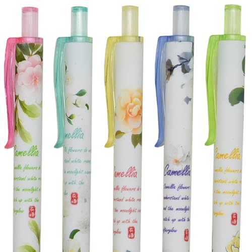 12 piezas bolígrafos flor camelia retractables 0.5mm miniatura 5