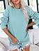 VIGVAN Damen Sweatshirt Pullover Elegant Basic Langarmshirt Rundhals Baumwolle Pulli Herbst Winter Casual Oberteile Langarm Tops (Hellblau-1, L)