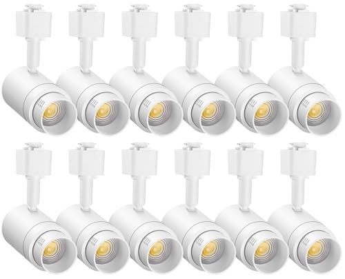 TuyuBEE Zoomable J Type Track Lighting Heads Dimmable Track Light Heads LED Track Lighting Fixtures Ceiling Spot Light J Style Track Heads for J Type Rails - White CRI90 12W 12 Pack 3000K