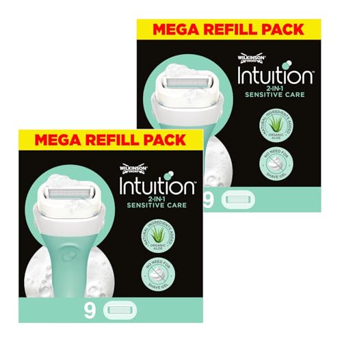 Wilkinson Sword Intuition Sensitive Care Women's Razor Blades, No Shave Gel Required, Pack of 18 Refills