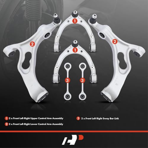A-Premium Set of 6, Front Upper & Lower Control Arm, Sway Bar Link, Compatible with Porsche Cayenne 2011-2018, Volkswagen Touareg 2011-2017 - Image 3